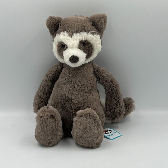 Jellycat BASHFUL RACCOON MEDIUM Soft Plush Toy RETIRED RARE Woodland Animal NWT - Picture 1 of 7